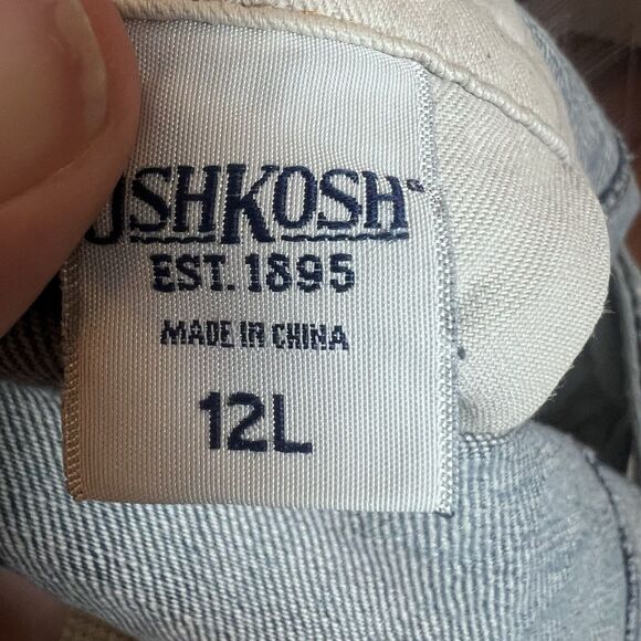 OshKosh Girls Denim Overalls Blue Size 12L Adjustable Straps Multiple Pockets - Picture 10 of 16